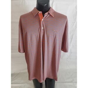 Greg Norman Men's Polo; Orange Striped Elbow Sleeve - XXL